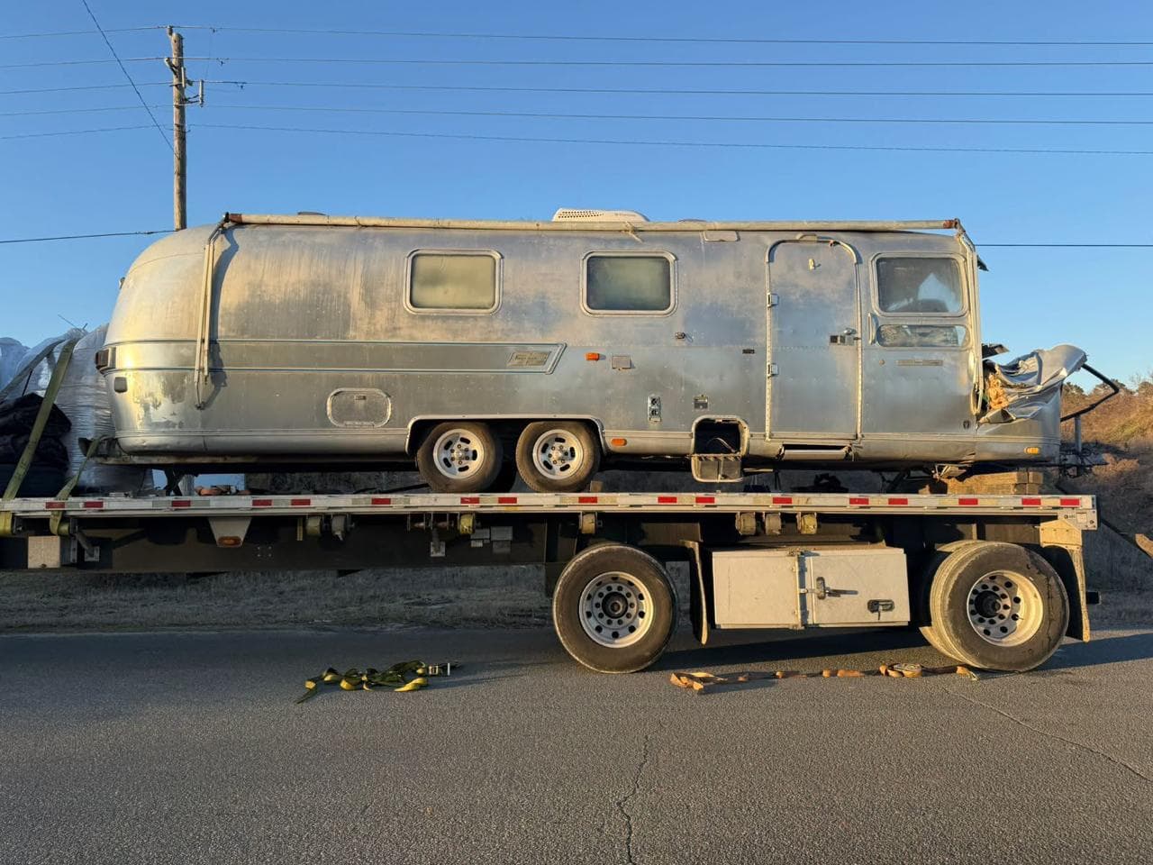Vintage Airstream on a flatbed